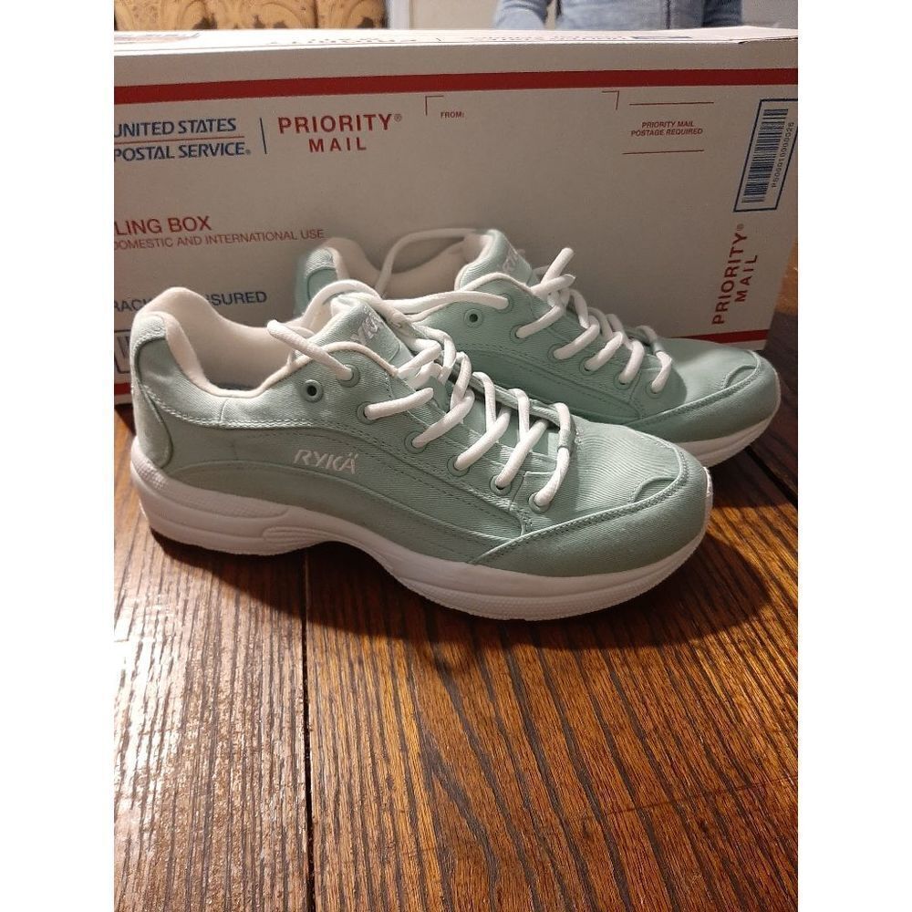 New 9.5M Light Green Ryka Contour Twill Walking Athletic Gym  Shoes Senakers